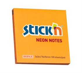 Block Notas Adhesivas Stick`N 76x76mm Flúo Naranja. Santiago Aloy S.A.