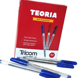 Bolígrafo Teoría Tricom Azul Caja x50