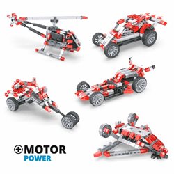 Inventor Mechanics Motorizado Auto de Carreras + 10 Modelos de Engino