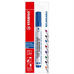Marcador Stabilo para Pizarra Azul Blister. Santiago Aloy S.A.