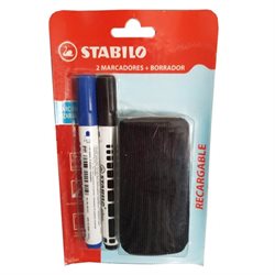 Set De 2 Marcadores Pizarra Stabilo + Borrador. Santiago Aloy S.A.